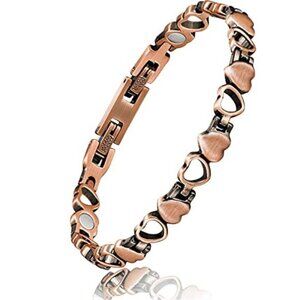 Copper Magnetic Bracelet For Women Adjustable Love Heart Jewelry Gift For Her